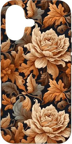 Vista 32 de Warm Colors of Autumn Stylish Design - Fall Flowers Pattern Case for iPhone 16