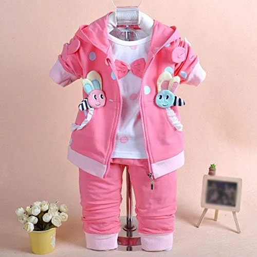 Vista 2 de Yao 6M-4Y 3pcs Bebé Niña Casual Sudadera Con Capucha Chaqueta Algodón Camiseta Pantalones Suéter