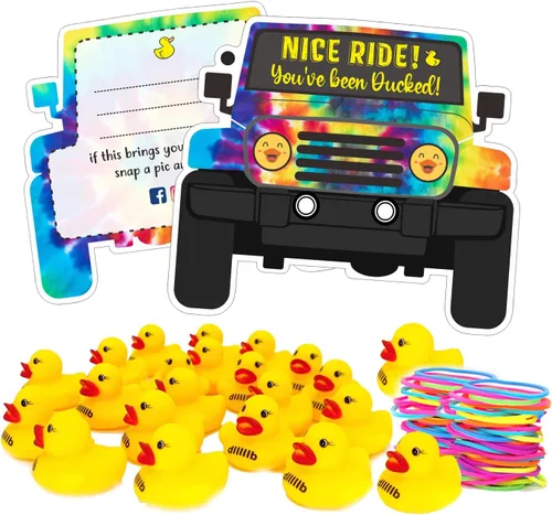Vista 8 de Duck Tags, You've Been Ducked Duck Ducking, tarjeta de juego de pato, paquete de 50, 3.5 x 2.5 pulgadas, tarjeta de pato con agujero y bandas