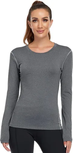 Vista 2 de WANAYOU Women's 2-3 Pack Compression Shirt Dry Fit Long Sleeve Running Athletic T-Shirt Workout Tops