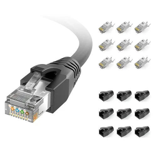 Vista 11 de VCELINK Conector de paso RJ45 CAT6A/7 con funda de alivio de tensión Negro