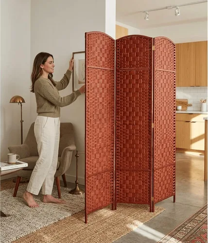 Vista 10 de Legacy Decor 8 Panels Room Divider Privacy Partition Screen Bamboo Fiber Natural Color 5.9 ft High X 11.7 ft Wide