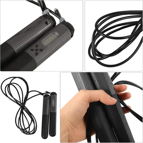 Vista 3 de INOOMP Cuerda de saltar inteligente con asas antideslizantes para adultos, contador de saltos digital, portátil, jumprope pesado para hombres