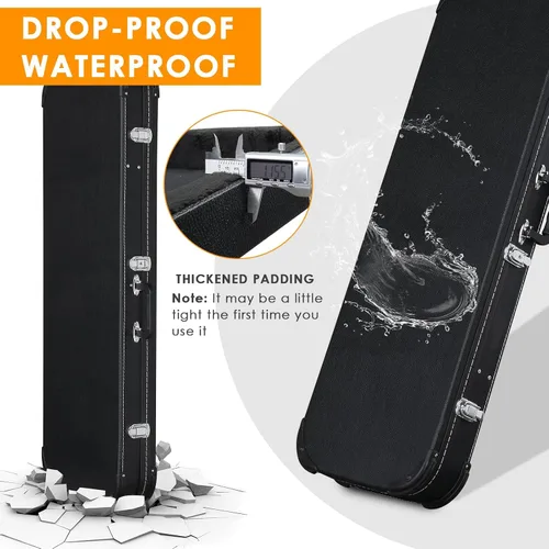 Vista 4 de Ktaxon Funda dura para guitarra eléctrica, rectangular de madera estándar de 39 pulgadas. Estuche protector para guitarra eléctrica con cierre