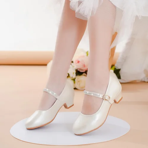 Vista 2 de Motasha Zapatos de vestir para niñas pequeñas, zapatos de princesa con purpurina Mary Jane para niñas, tacones bajos, fiesta, boda, para niños