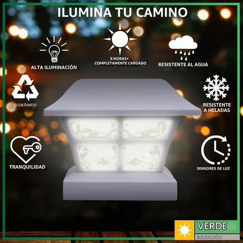 Vista 3 de GreenLighting Evolve - Luces solares blancas para postes – Tapas de poste de 4 x 4 y luces de poste para exteriores – Luces solares impermeables