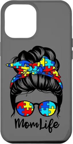 Vista 26 de Mom Life Messy Bun Hair Autism Funny Autism Case for iPhone 17