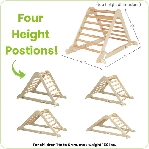 Vista 3 de Little Partners Learn 'N Climb Triángulo de escalada de madera plegable, gimnasio de escalada de madera para niños pequeños, escalador triangular