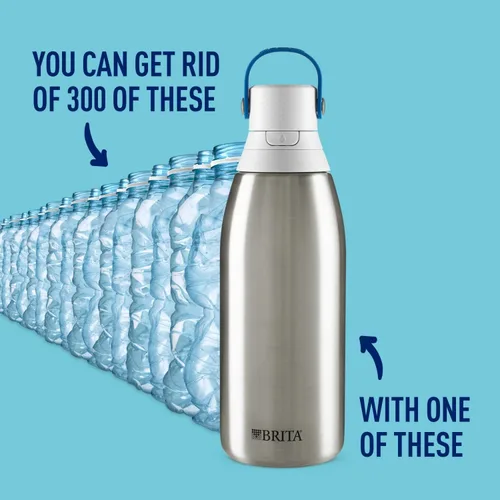Vista 3 de Brita Botella de agua filtrada aislada con popote de repuesto para filtro de agua