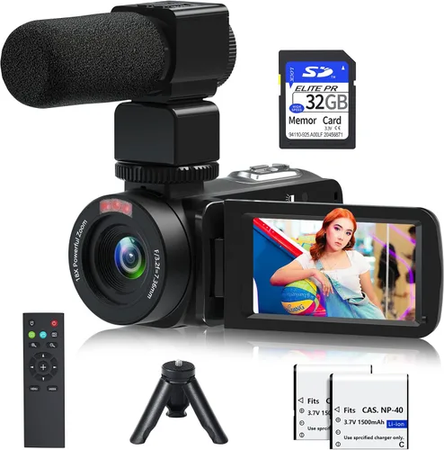 Vista 9 de Cámara de video, videocámara Full HD 1080P 30MP, cámara de vlogging para YouTube con visión nocturna infrarroja, zoom digital de 18X, pantalla LCD
