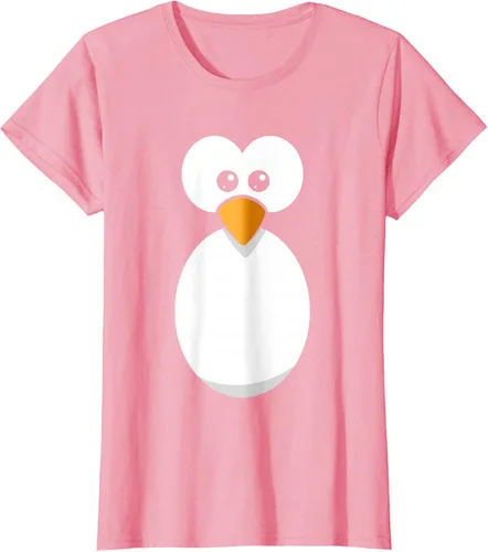 Vista 11 de Camiseta divertida con diseño de cara de pingüino o disfraz fácil, color negro, talla S