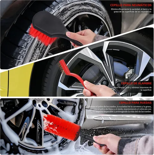 Vista 4 de Kit de detalles de coche de 35 piezas, kit de limpieza de coche y juego de cepillos de detalles
