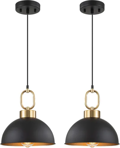 Vista 8 de Luces colgantes negras y doradas Isla de cocina, lámpara colgante de una