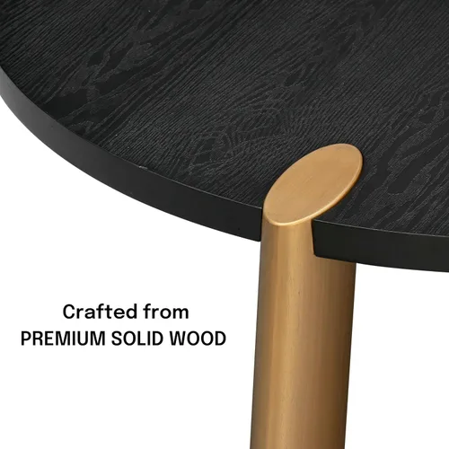 Vista 3 de NTC Mesa de centro redonda de madera Tribase Boho de 40 pulgadas para sala de estar y comedor, impermeable y resistente al calor, negro quemado