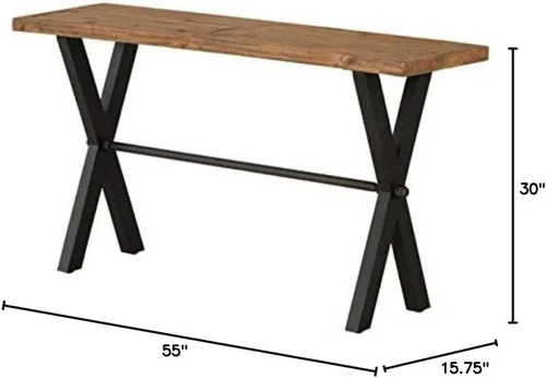 Vista 3 de Cortesi Home Austin - Mesa consola, madera maciza recuperada con patas de madera negra, pino miel