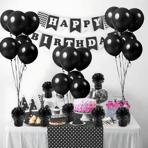 Vista 3 de Juego de 12 pesas para globos negros, decoración y suministros para fiestas