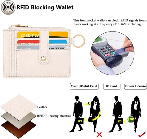 Vista 3 de KNGITRYI Billetera pequeña para mujer RFID para mujer, carteras para tarjetas para mujer, delgada, cartera para tarjetas de crédito para mujer