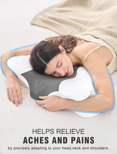 Vista 6 de DISSA Almohada cervical cervical para dormir de lado, almohada ergonómica de espuma viscoelástica con soporte ortopédico ajustable para el cuello