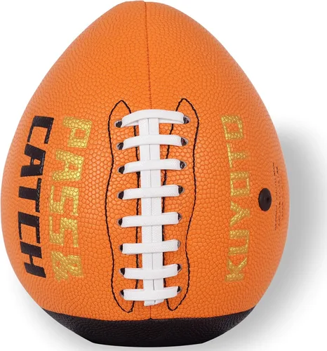 Vista 2 de KUYOTQ PassCatch Training Football, Kids Size 6(Ages 5-10) Youth Size 7(Ages 8-13) Official Size 9(Ages 13+) Fatherless Bounce Back Composite Naranja