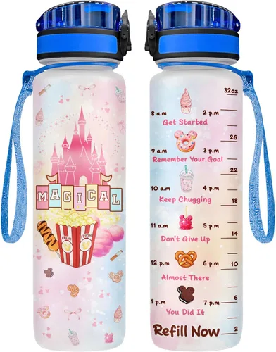 Vista 23 de 34HD Axolotl - Botella de agua de 32 onzas, bonita botella motivacional para mujer, botella de gimnasio con marcador de tiempo, regalo