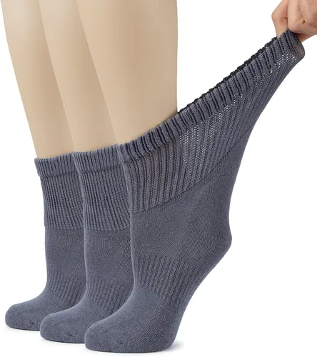Vista 32 de Hugh Ugoli Calcetines tobilleros de algodón para mujer para diabéticos, anchos, sueltos, elásticos, puntera sin costuras, semiacolchado superior sin
