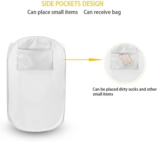 Vista 5 de AFPANQZ Cesta plegable de malla para ropa sucia, plegable, portátil, para guardar lugar para el hogar, fácil de plegar para viajes, 13.5 x 13.5 x 21