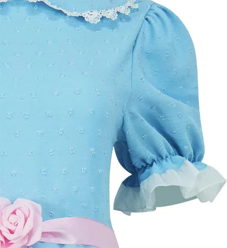 Vista 4 de Poboola Vestido azul para gemelos, disfraz de Halloween para adultos, espeluznante Lolita cosplay, vestido elegante, mangas abombadas, faldas