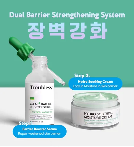 Vista 7 de Troubless Hydro Crema hidratante calmante – Crema hidratante profunda y barrera cutánea para la cara con 10,000 ppm de pantenol y árbol de té