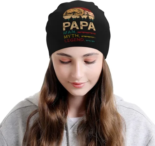 Vista 5 de Papa Man Myth Legend Funny Beanie Warm Knit Hat Soft Skull Cap for Men Women