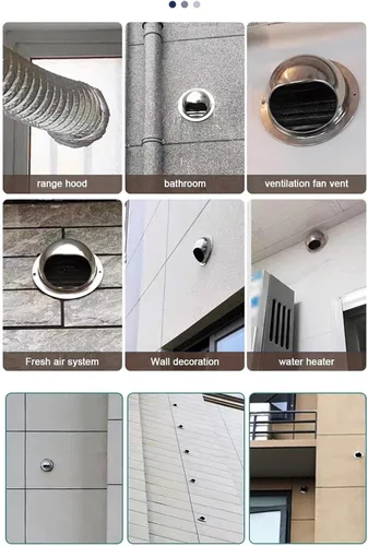 Vista 9 de Tapa de chimenea de acero inoxidable 304, rejilla de ventilación de pared exterior para parabrisas, tapa de ventilación de conducto, gorra