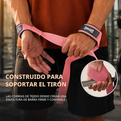 Vista 4 de GOUNOD Correas de elevación para levantamiento de pesas correas acolchadas Rosa