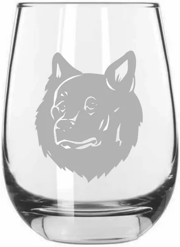 Vista 150 de Shar Pei (chino) - Vaso de vino sin tallo grabado para perro, 15.25 onzas