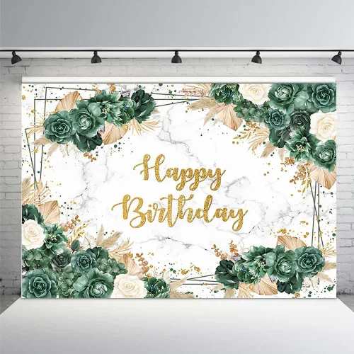 Vista 7 de MEHOFOND Telón de fondo bohemio de cumpleaños de 7 x 5 pies para niñas, fiesta mexicana, decoración de fiesta de feliz cumpleaños, fondo verde