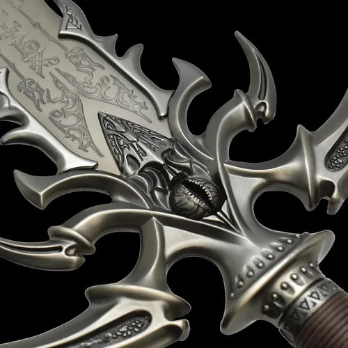 Vista 7 de Kit Rae Vorthelok Dark Edition Fantasy Sword - Hoja de acero inoxidable, envoltura de cordón de algodón encerado, empuñadura de metal fundido