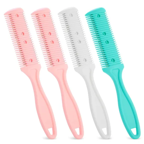 Vista 9 de Glamlily Juego de peine de afeitar para adelgazar el cabello, recortadora de extremo dividido, peine adelgazante sin esfuerzo, paquete de 4 a 7.1 x
