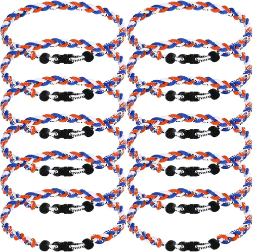 Vista 14 de Zeyune Collar de béisbol de 18 pulgadas para niños, tres cuerdas trenzadas, tornado, titanio, collar de cuerda de béisbol para hombre