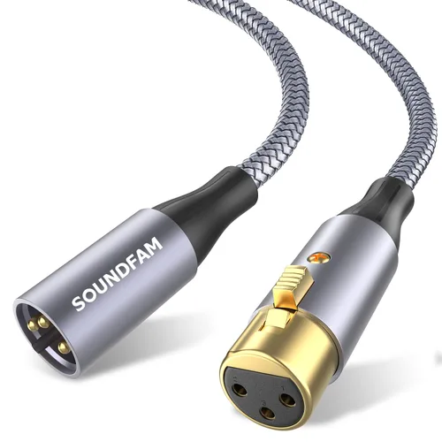 Vista 10 de Cable divisor XLR de 1 hembra a 2 machos para micrófono equilibrado, cable divisor en Y, color gris (1.6 pies/1.6 ft)