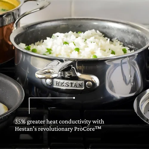 Vista 4 de Hestan NanoBond Molecular - Cacerola de titanio con tapa, 3 cuartos de galón, acero inoxidable sin PFAS, 4 veces más fuerte, apta para horno de 1050