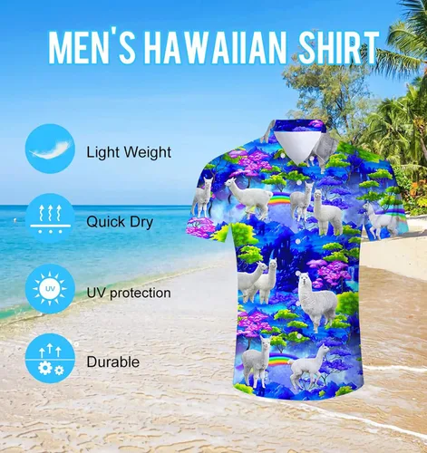 Vista 7 de ALISISTER Camisas de vestir novedosas para hombre, con botones, divertido patrón 3D, camisa hawaiana de verano, vacaciones y playa