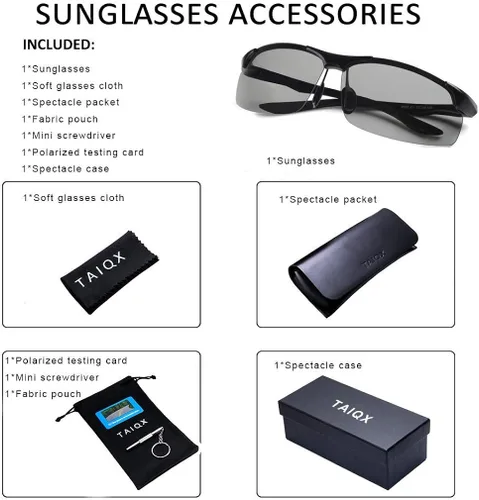 Vista 6 de TAIQX Gafas de sol polarizadas semi sin montura para hombre, media montura con protección UV400, gafas de sol deportivas rectangulares