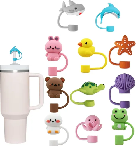 Vista 9 de LDKEDKF 11 piezas de cubiertas para pajitas de vaso Stanley, tapa de silicona para pajitas de vaso Stanley de 30 y 40 onzas con vasos, accesorios