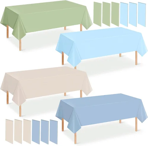 Vista 14 de Paquete de 12 manteles de plástico para baby shower de vaquero para mesas rectangulares, funda de mesa desechable con estampado de vaca, mantel
