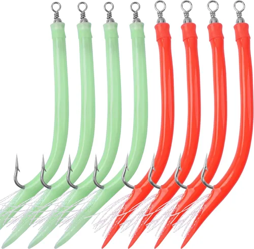 Vista 8 de Señuelos de tubo de pesca para pesca con ganchos de acero inoxidable, giratorios de barril para Striper de agua salada
