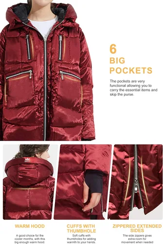Vista 5 de Orolay - Chaqueta de plumón engrosado con capucha para mujer