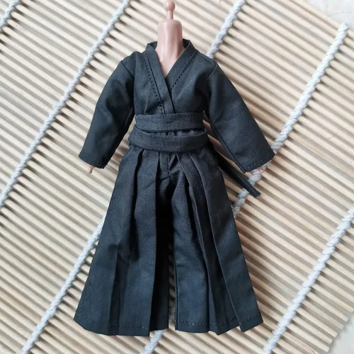 Vista 3 de 1/12 Samurai Kimono Ropa para 6" 6" 1:12 Figura de acción 1:12 Ropa de muñeca (parte superior negra y pantalones)