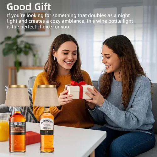 Vista 7 de Lámpara inalámbrica para botella cubierta de lino, lámparas de botella de vino con luces RGBW táctiles regulables para botellas, 4000 mAh