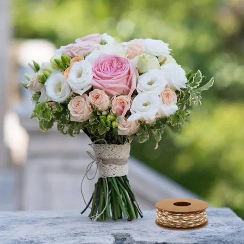 Vista 9 de 1 rollo de cuerda trenzada de yute de 10 yardas para manualidades, embalaje de cinta de arpillera de floristería, estilo 1