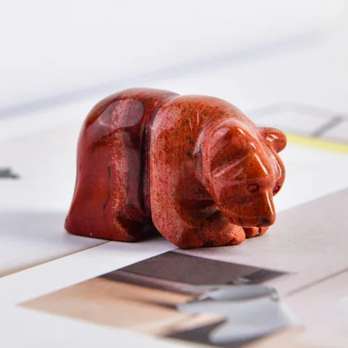 Vista 2 de YGLINE Figura de oso de cristal tallada a mano de 1,5 pulgadas tallada a mano