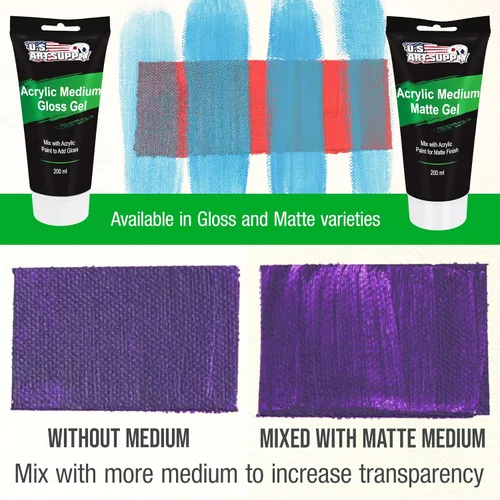 Vista 5 de U.S. Art Supply Gel acrílico transparente medio mate, 6.8 fl oz, tubo (6.7 onzas), aumenta la viscosidad y transparencia en pinturas acrílicas