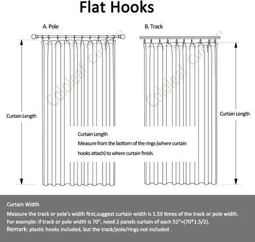 Vista 5 de cololeaf Panel de cortinas opacas de terciopelo con forro para cine en casa, cortina de ganchos planos para barra transversal o pista, 100 pulgadas
